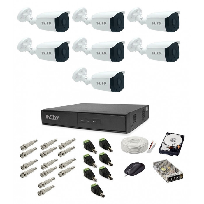 Sistem supraveghere HD exterior complet, 1.3 MP, 7 camere IR 30 m