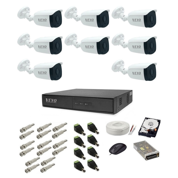 Sistem supraveghere HD exterior complet, 1.3 MP, 8 camere IR 30 m