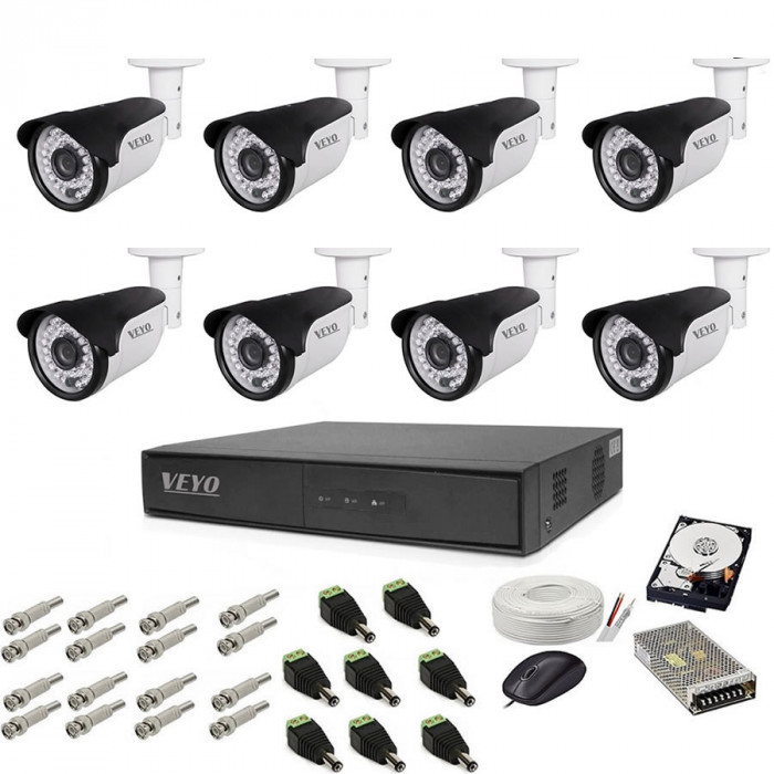 Sistem de supraveghere exterior complet, 5MP, 8 camere IR 40 m