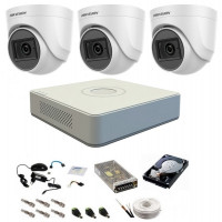 Sistem supraveghere audio-video 3 camere pentru interior DOM Hikvision Turbo HD 1080P