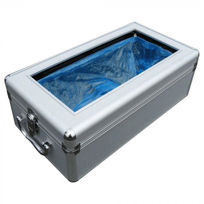 Unrelenting Complain library Dispenser automat protectie incaltaminte Deluxe 106, carcasa aluminiu, maner de transport Unrelenting Complain library Dispenser automat protectie incaltaminte Deluxe 106, carcasa aluminiu, maner de transport
