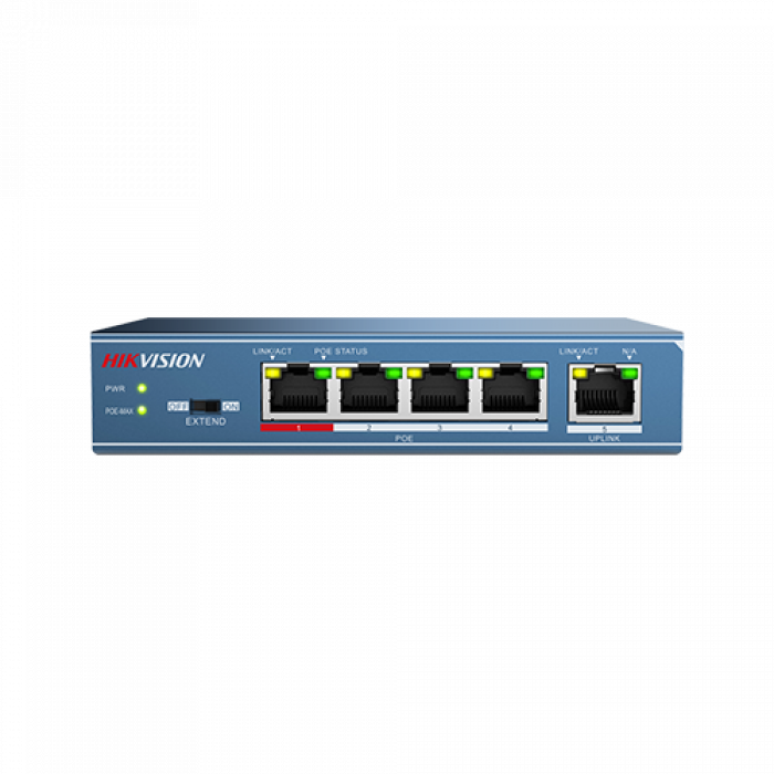 Switch 4 porturi PoE, 1 port uplink- HIKVISION