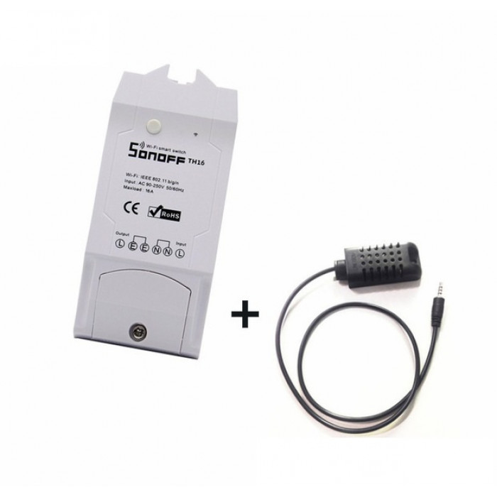 Set Intrerupator wireless control temperatura, umiditate, Sonoff TH16 cu senzor de temperatura si umiditate AM2301