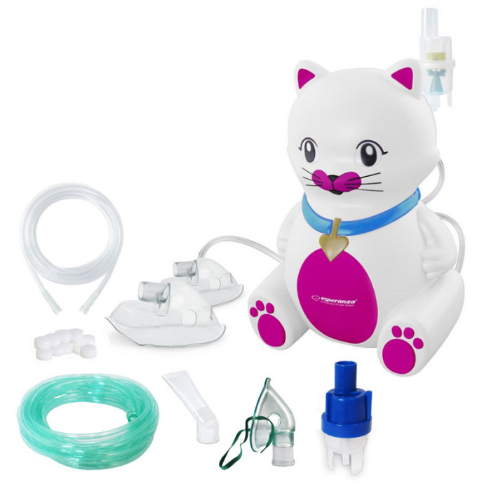 Aparat aerosoli Esperanza Kitty PRO, nebulizator cu compresor, design pentru copii