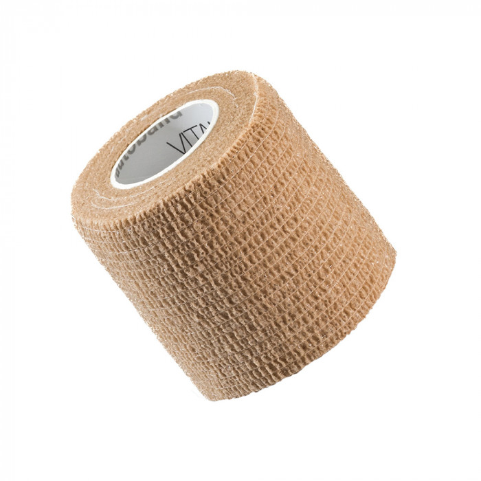 Bandaj elastic autoadeziv Vitammy Autoband, tehnologie cu microfibre, fara lipici, rezistent la apa, 5 x 450 cm, Bej