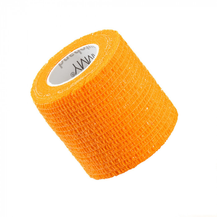 Bandaj elastic autoadeziv Vitammy Autoband, tehnologie cu microfibre, fara lipici, rezistent la apa, 5 x 450 cm, Portocaliu