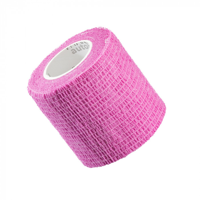 Bandaj elastic autoadeziv Vitammy Autoband, tehnologie cu microfibre, fara lipici, rezistent la apa, 5 x 450 cm, Roz