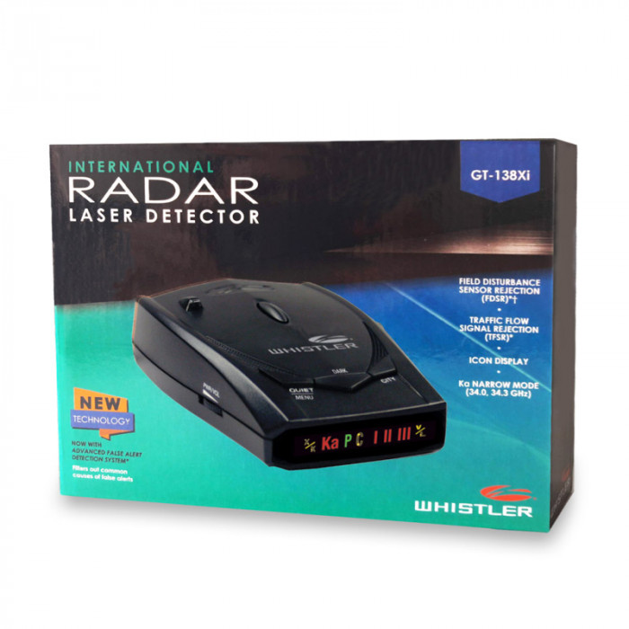 Detector de radar Whistler GT138xi, detecteaza 5 semnale radar, anti