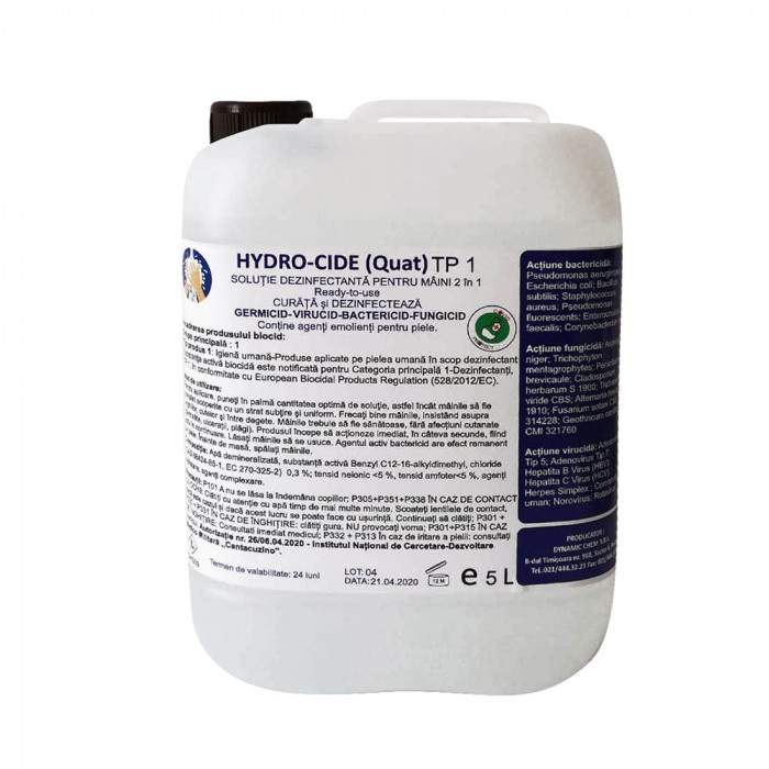 Dezinfectant pentru maini Hydro-Cide (Quat) TP1, 5L