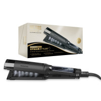 Placa de indreptat parul cu aburi Hot Tools Steamstyler, Pro Artist Black Gold collection, 38 mm, 6 trepte de temperatura, 3 setari de aburi, invelis din titan, HTST4002BGUKE