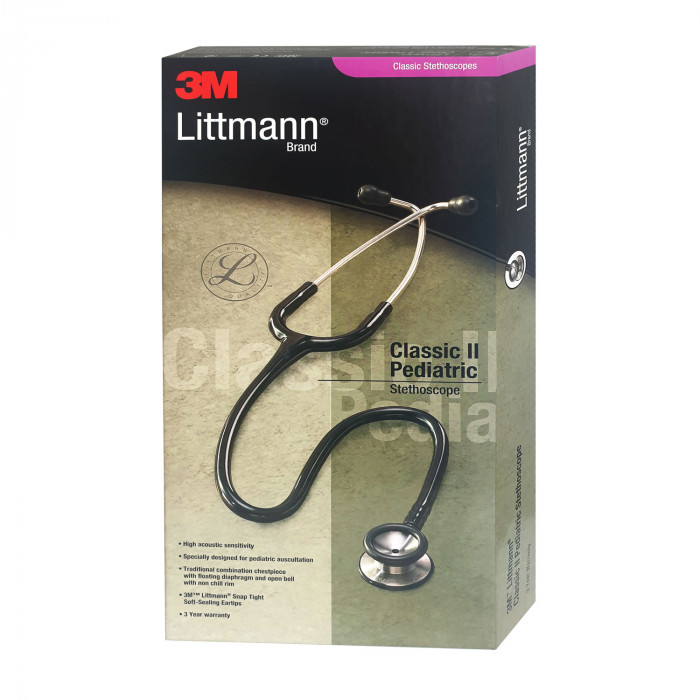 Assets Extra retort Stetoscop pediatric 3M Littmann Classic II 2113, diafragma mica de 3.3 cm,  Negru