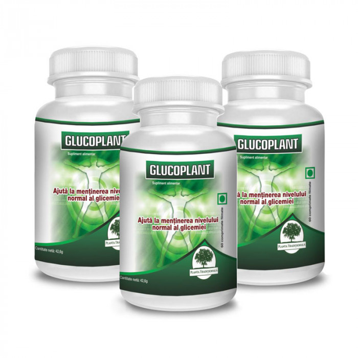 GLUCOPLANT supliment nutritiv adjuvant in remediu diabetului, 3 x 60 comprimate