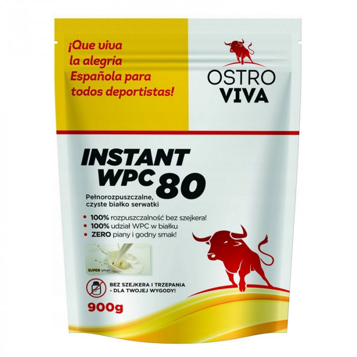 Supliment de proteine Megabol Ostro Viva Instant WPC 80, 900 g, proteine din zer, aminoacizi BCAA