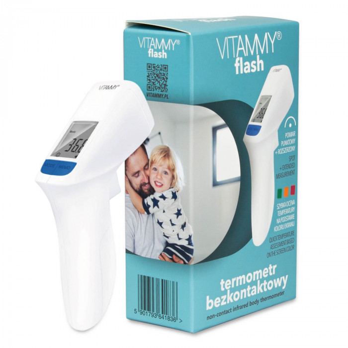 Termometru non-contact Vitammy Flash HTD8816C, tehnologie infrarosu, pentru frunte