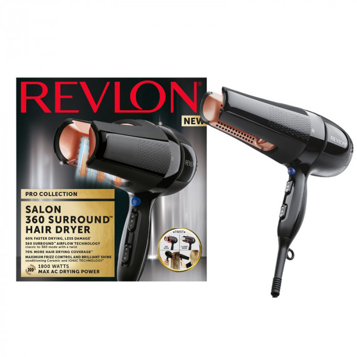 Uscator de par REVLON Salon 360 Surround RVDR5206E, 3 trepte de temperatura