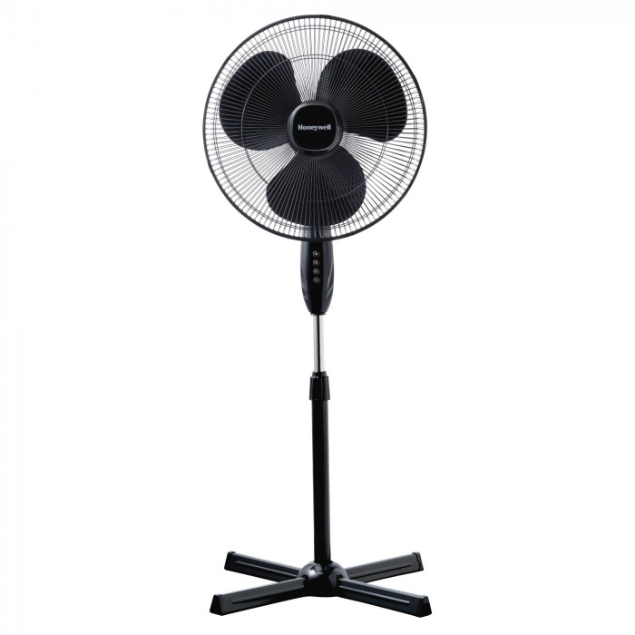 Ventilator cu picior Honeywell HSF1630E, 3 viteze, inaltime reglabila 110 - 122 cm, Negru