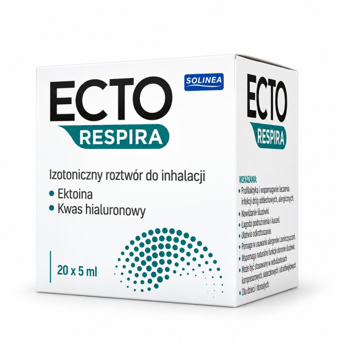 Solutie sterila pentru inhalare Solinea Ecto Respira, cu ectoina si acid hialuronic, NaCl 0,9%, dispozitiv medical, 20 fiole x 5 ml