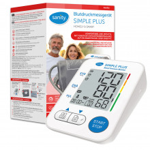 Tensiometru electronic de brat Sanity Simple Plus, memorare 2 utilizatori, manseta 22 - 32 cm, detectare aritmie, detectie miscarea corpului, ecran LCD iluminat, cablu UBS, Bluetooth, husa depozitare Tensiometru electronic de brat Sanity Simple Plus, memorare 2 utilizatori, manseta 22 - 32 cm, detectare aritmie, detectie miscarea corpului, ecran LCD iluminat, cablu UBS, Bluetooth, husa depozitare