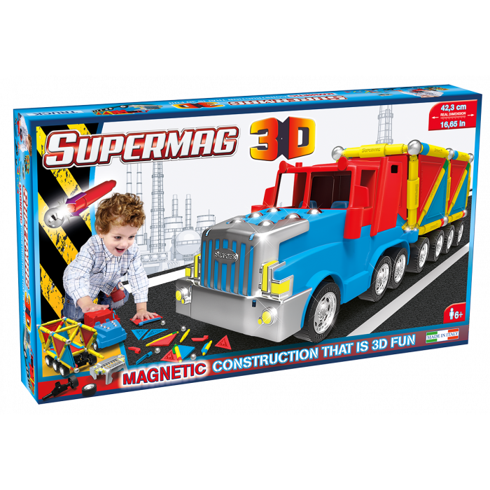 Jucarie cu magnet Camion 126 piese 3D Supermag