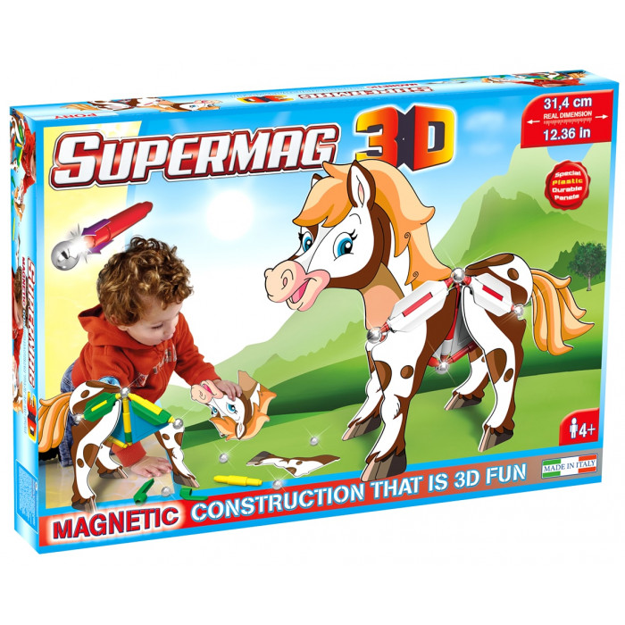 Jucarie cu magnet Ponei 31 piese 3D Supermag