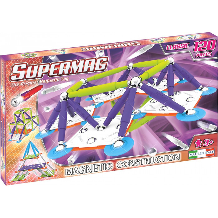 Set constructie magnetic 120 piese Classic Trendy Supermag
