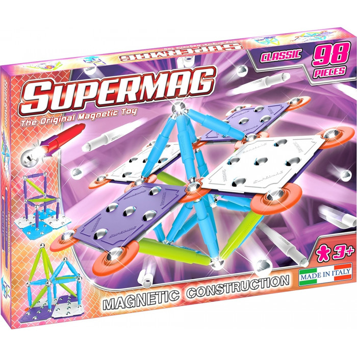 Set constructie magnetic 98 piese Classic Trendy Supermag