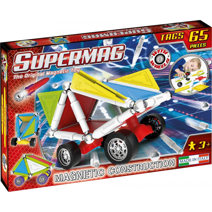 Set constructie magnetic 5 piese Tags Wheels Supermag