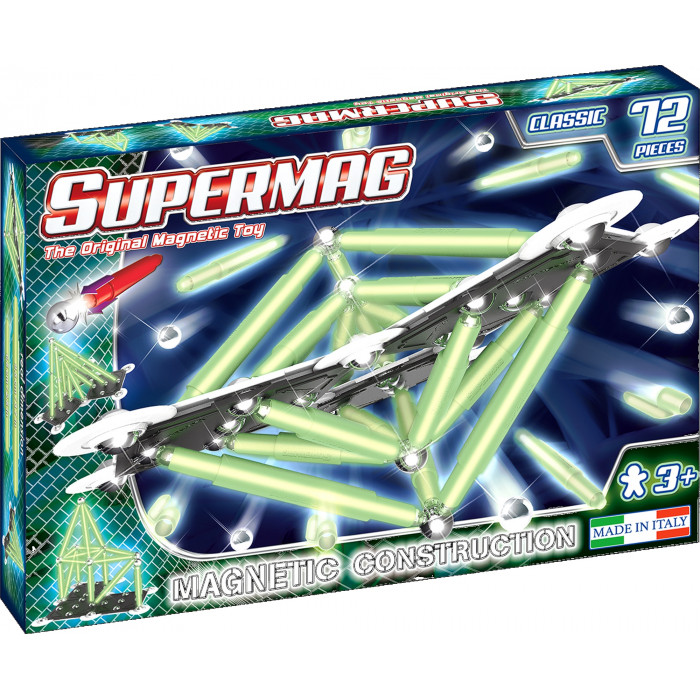 Set constructie magnetic 72 piese Classic Glow Supermag