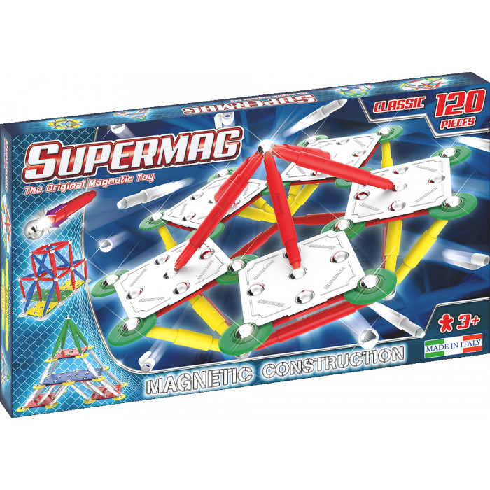 Set constructie magnetic 120 piese Classic Primary Supermag