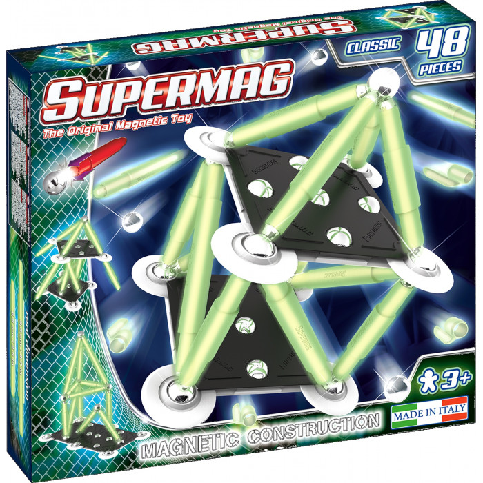 Set consctructie magnetic 48 piese Classic Glow Supermag