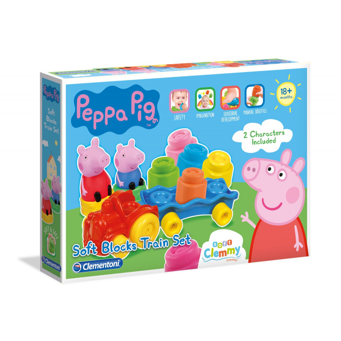 Tren cu cuburi soft Peppa Clementoni