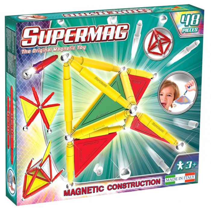 Set constructie magnetic Primary 48 piese Supermag