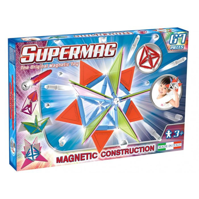 Set constructie magnetic Trendy 67 piese Supermag