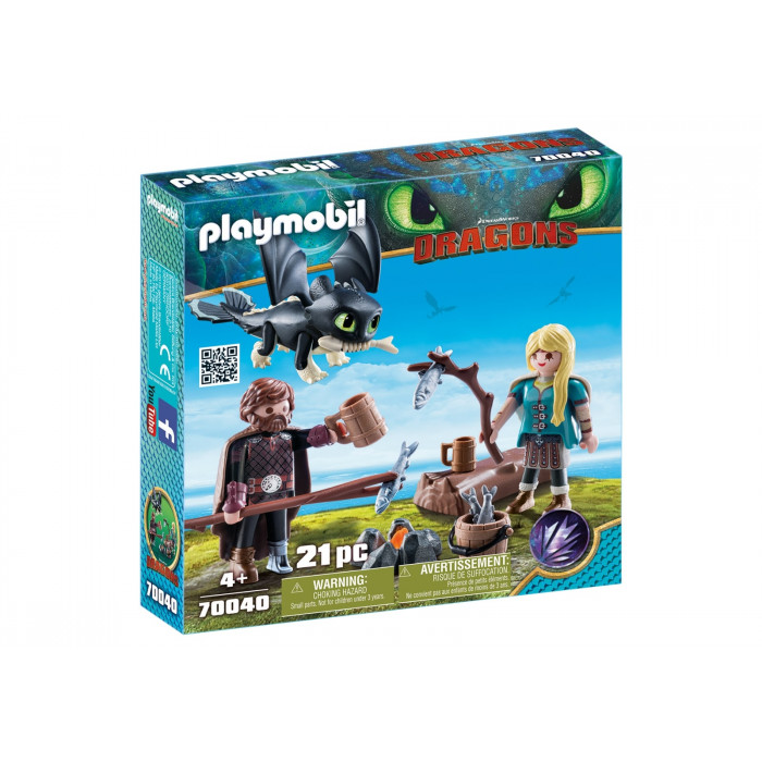 Hiccup, Astrid si pui de dragon Playmobil Dragons