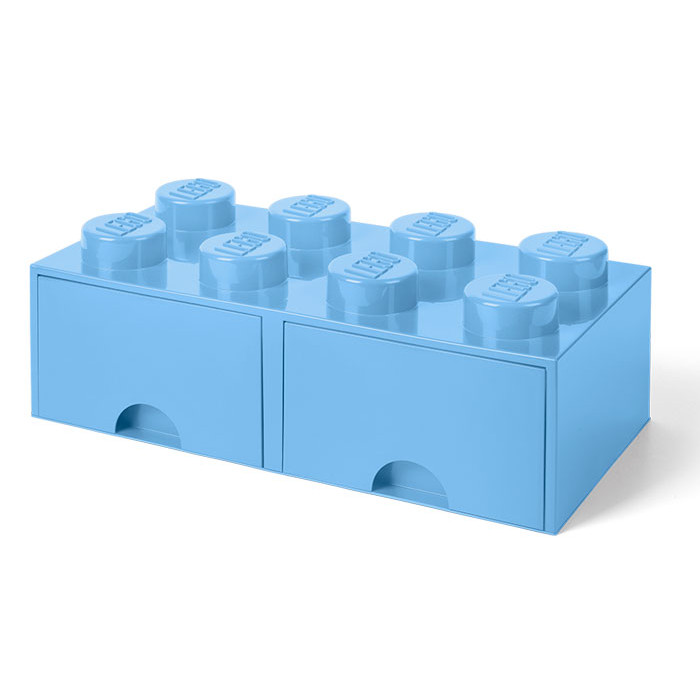 Cutie depozitare LEGO 2x4 cu sertare albastru deschis