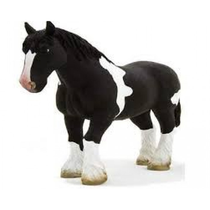 Figurina Cal Clydesdale alb si negru Mojo