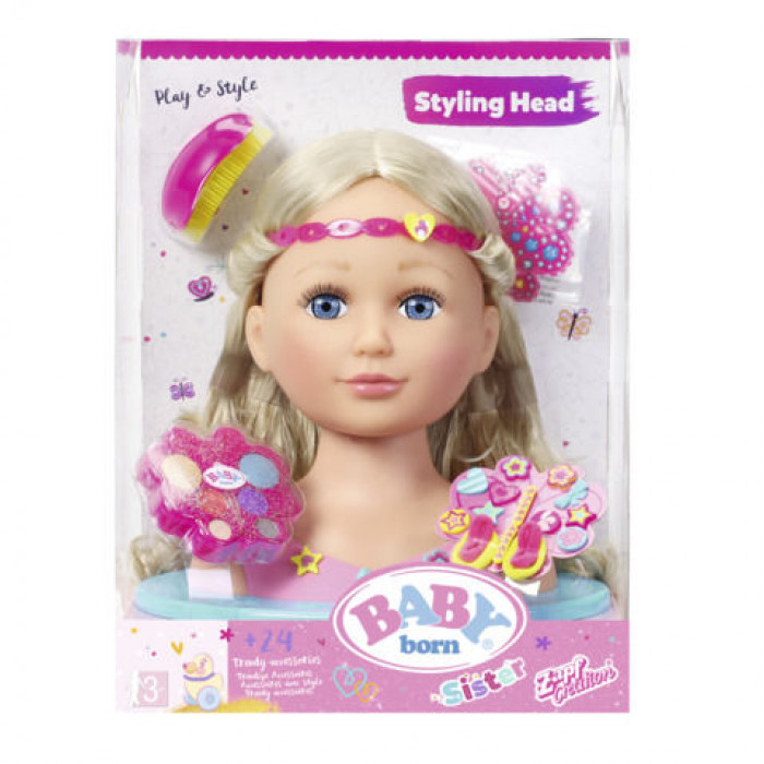Cap papusa pentru coafat si machiat Baby Born
