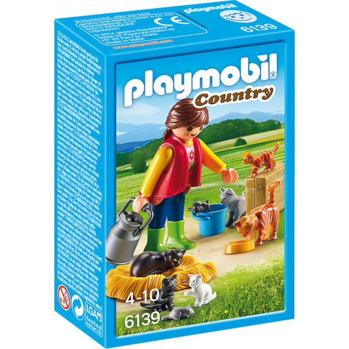 Femeie cu familie de Pisici Playmobil Country