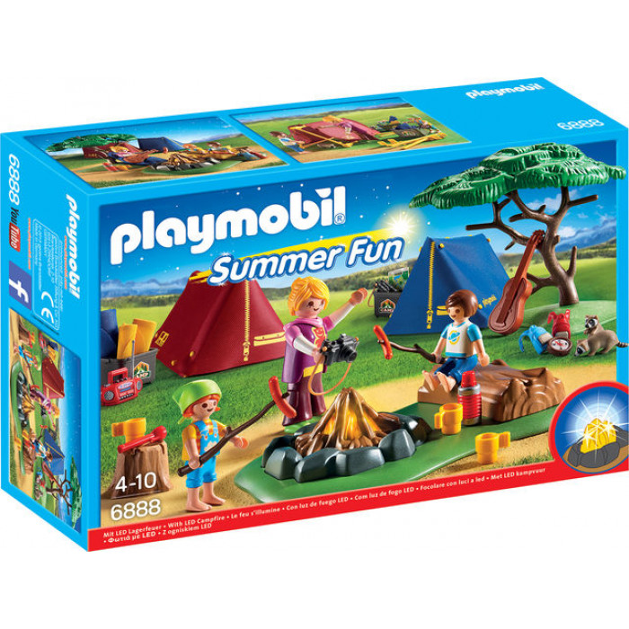 Loc de tabara cu led de foc Playmobil Summer Fun