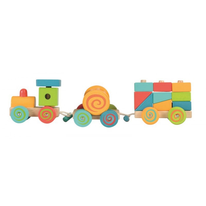 Trenulet cu cuburi lemn Egmont Toys
