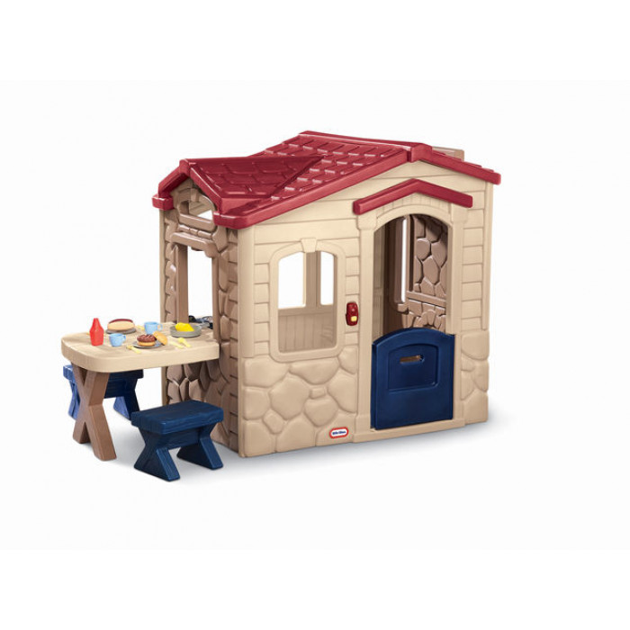 Casuta picnic cu terasa maro Little Tikes