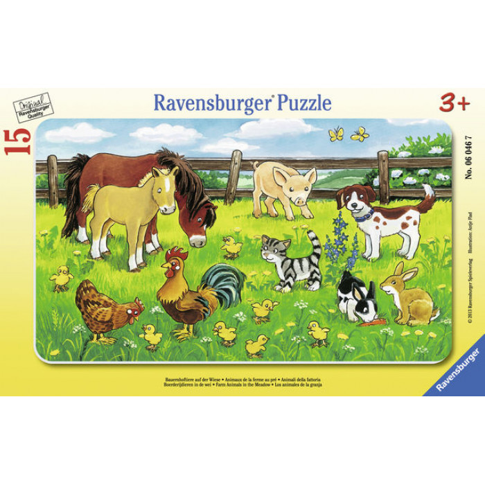 Puzzle animale pe pajiste 15 piese Ravensburger