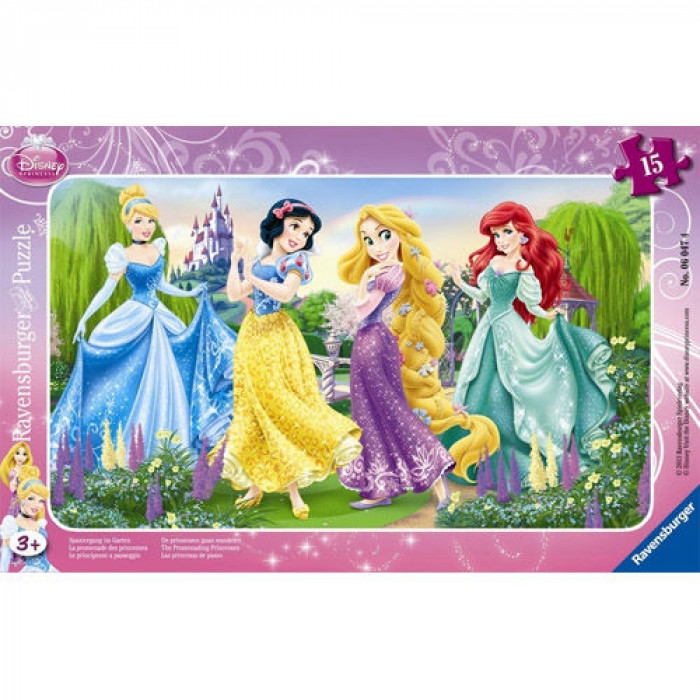 Puzzle printesele Disney la plimbare 15 piese Ravensburger