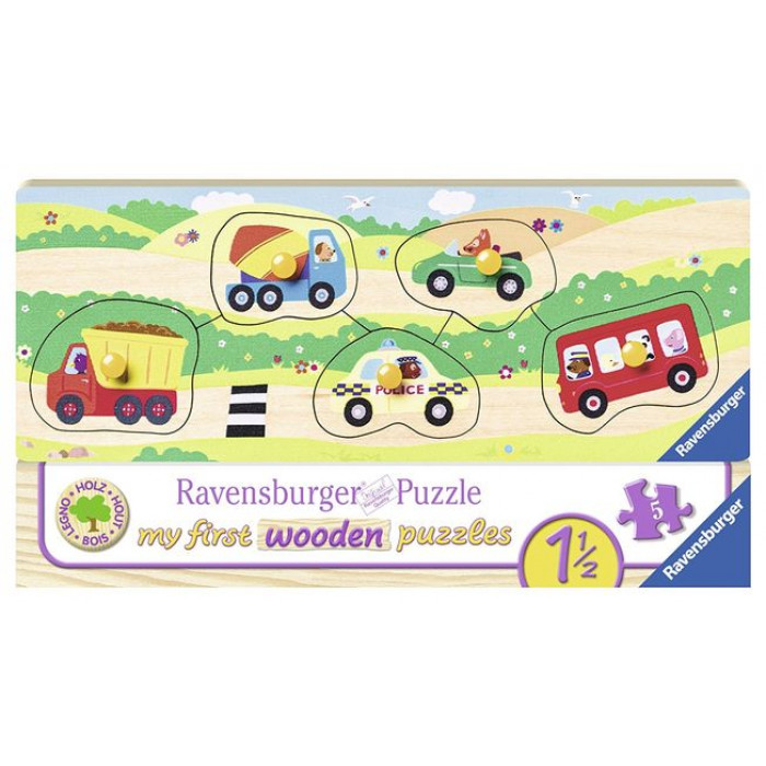 Puzzle lemn cu vehicule 5 piese Ravensburger
