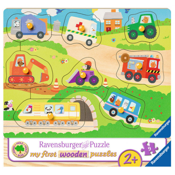 Puzzle din lemn cu vehicule 8 piese Ravensburger