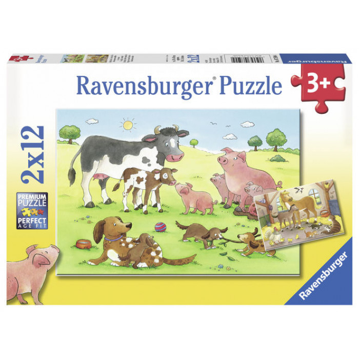 Puzzle familii animale 2X12 piese Ravensburger