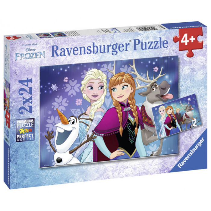 Puzzle Frozen fetite 2X24 piese Ravensburger