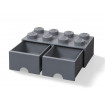 Cutie depozitare LEGO 2x4 cu sertare gri inchis