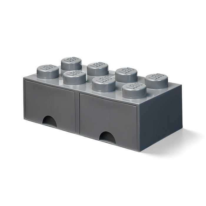 Cutie depozitare LEGO 2x4 cu sertare gri inchis