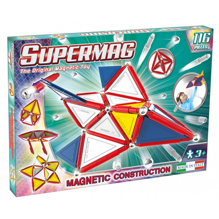 Set constructie magnetic Primary 116 piese Supermag